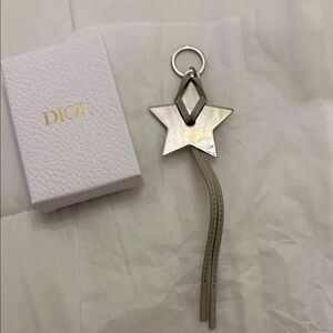 Dior Silver Star Key Holder with Gray Tassels